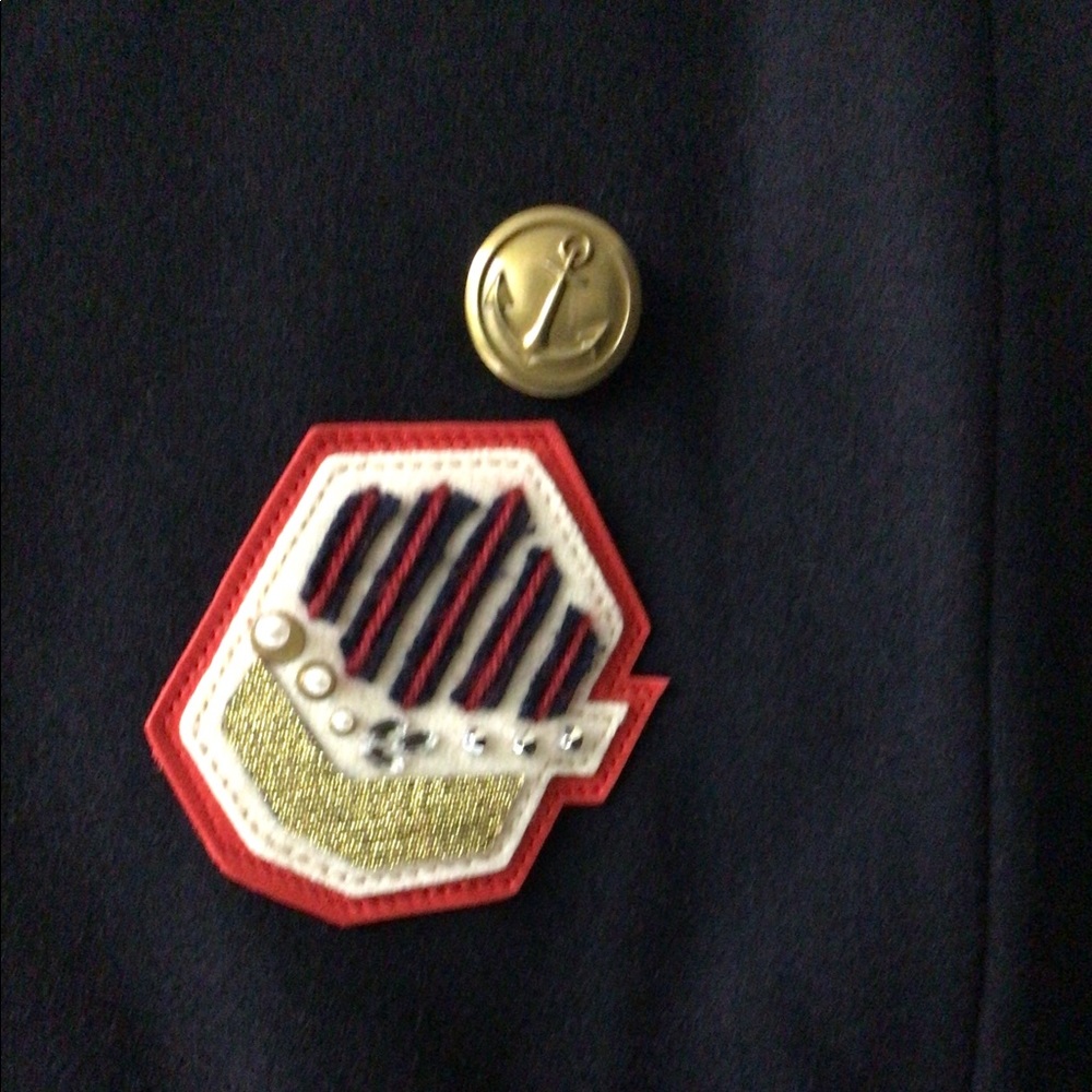 Coach blue 1941 women’s double breasted Pea Coat with patches. - Picture 2 of 8
